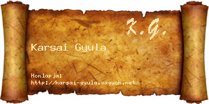 Karsai Gyula névjegykártya